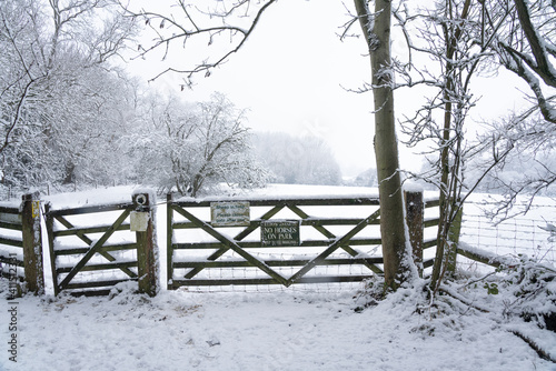 Snow and english countryside landscape elton estates 