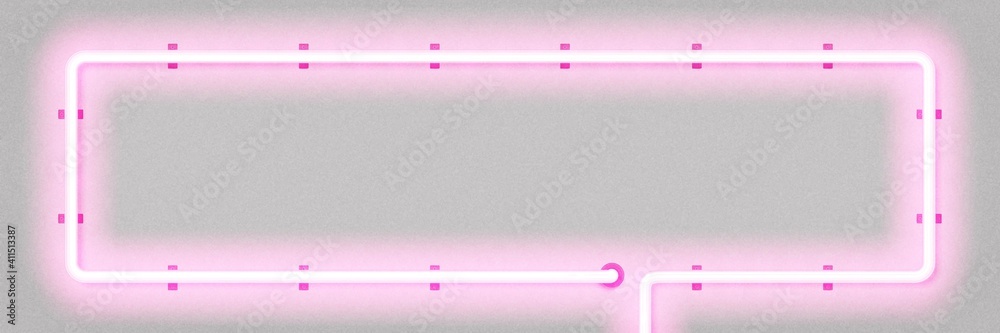 Vector realistic isolated neon sign of pink rectangle frame for ...