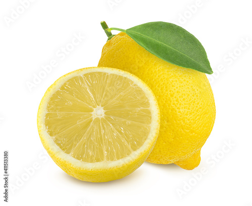 lemon fruit and sliced isolated on white background,fresh.