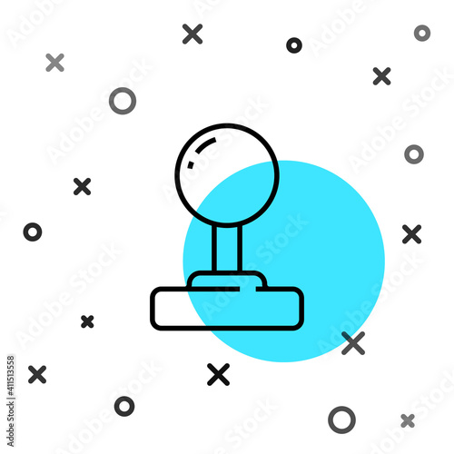 Black line Joystick for arcade machine icon isolated on white background. Joystick gamepad. Random dynamic shapes. Vector.