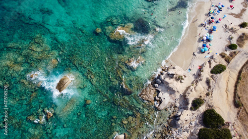 Aerial view of the sea, Costa Rei, Sardinia, Italy 