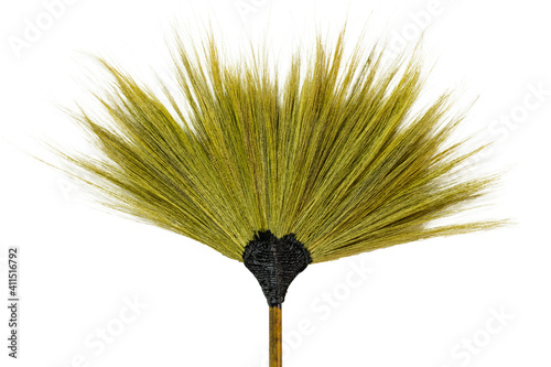 grass broom is clenning tool sweep dry dust on floor photo