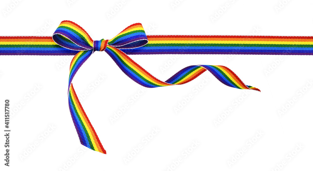 Rainbow ribbon and a bow isolated on white Rainbow ribbon and a bow isolated on white