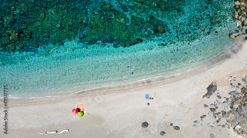 Aerial view of la frana beach, Sardinia, Italy 