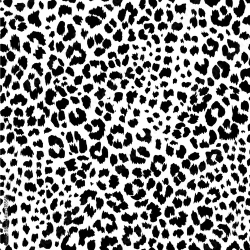 Full Seamless Leopard Pattern Texture Vector. Endless black and white cheetah design for dress fabric print.