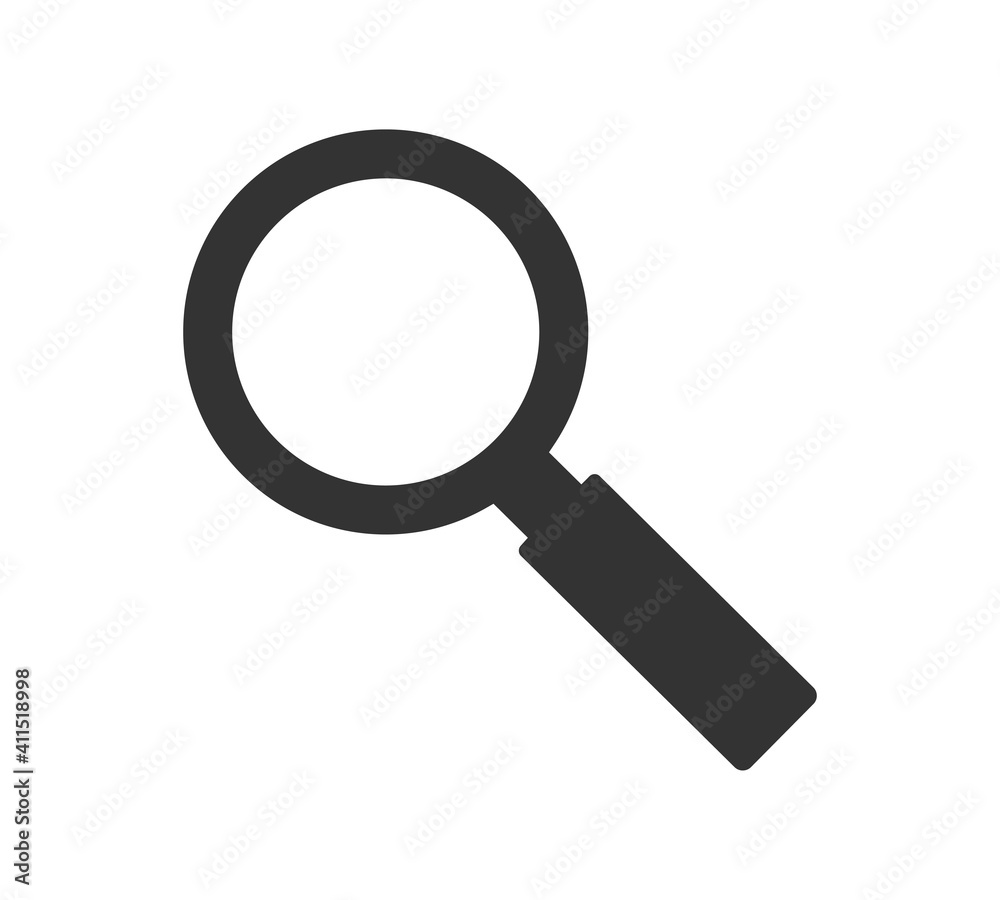 Magnifying glass or search icon, flat vector graphic on isolated background. Magnifying glass or search icon, flat vector graphic on isolated background.
