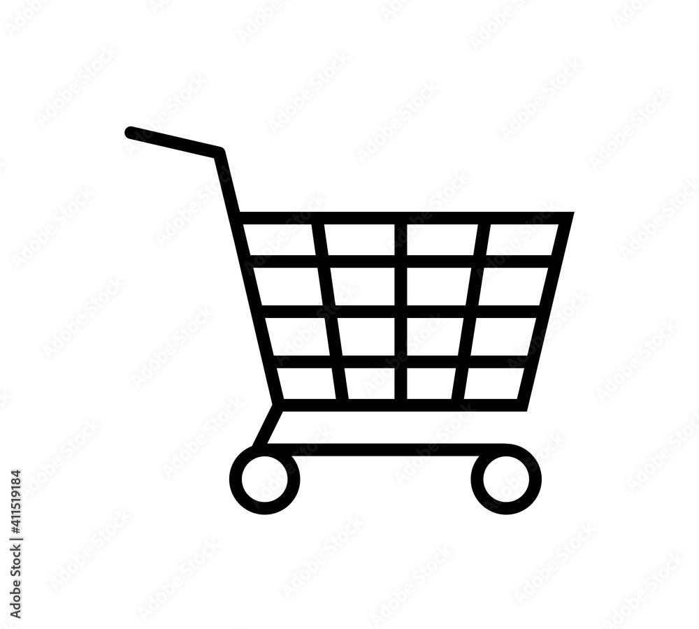 Shopping Cart Icon. Online Market Illustration As A Simple Vector Sign, Presented on Line Art Style and Trendy Symbol for Design, Websites, Presentation or Mobile Application.