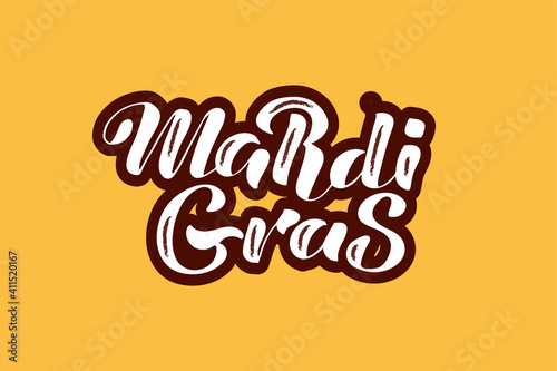 lettering for Mardi Gras holiday greeting card