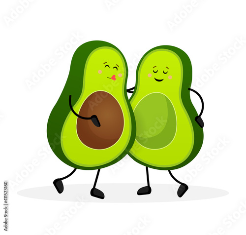 Avocado, great design for any purposes. Vector hand drawn illustration. Funny cartoon character.