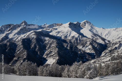 View on the three peaks of Elva: Monte Chersogno, Rocca la Marchisa and Pelvo d'Elva photo