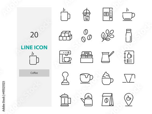 set of coffee thin line icon, drinks, cafe