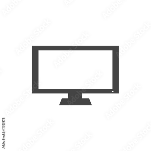 Vector illustration of a modern computer monitor. Monitor with white blank screen on white isolated