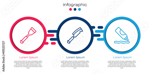 Set line Spatula, Meat chopper and Ketchup bottle. Business infographic template. Vector.