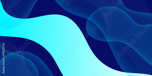 Light blue dan dark navy blue liquid abstract background. Blue fluid vector banner template for social media, web sites. Wavy shapes with blue lines