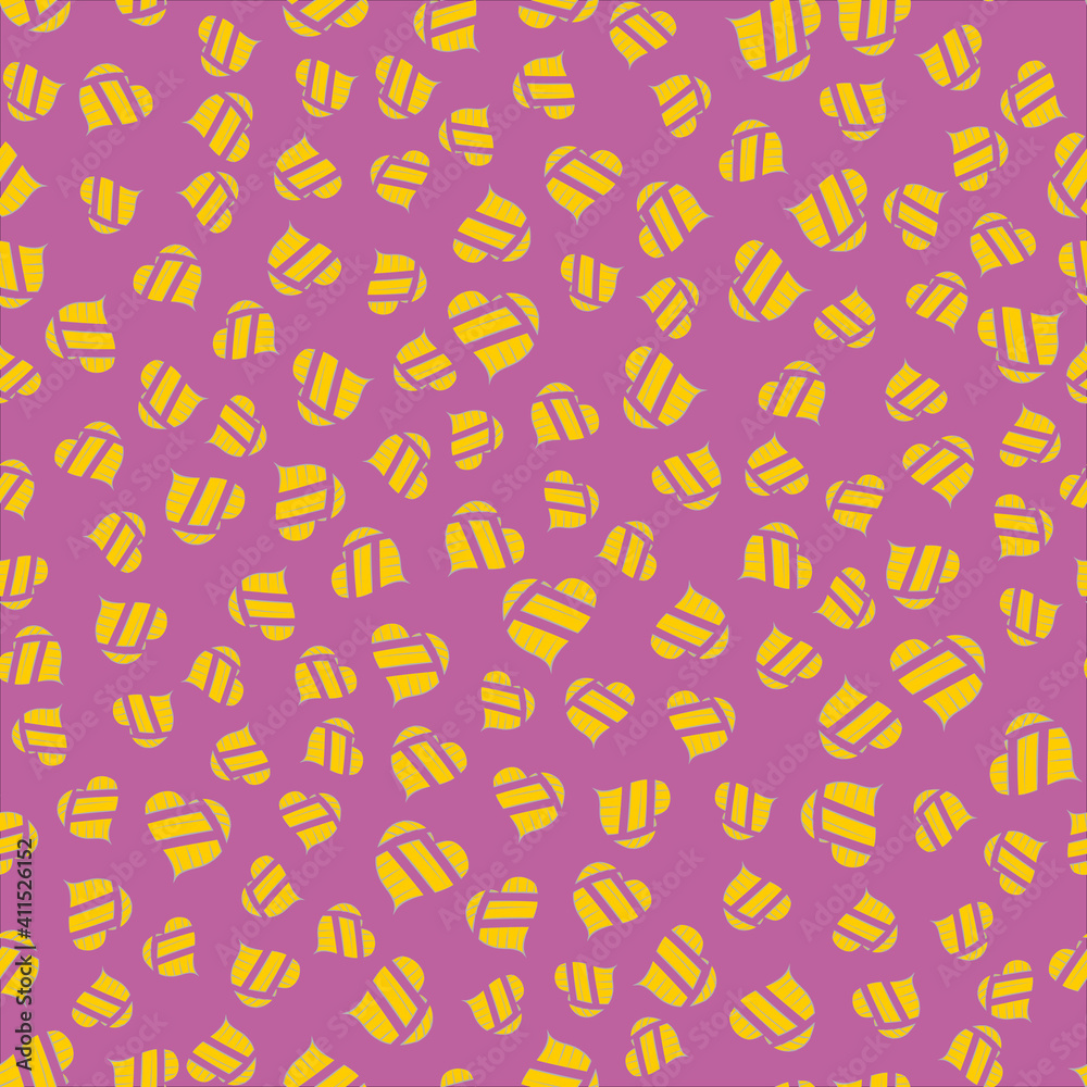 pattern with yellow hearts on gray