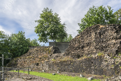 View of Roman theatre - ancient structure in Lyon. The Roman theatre built around 15 BC on the hill of Fourviere. Lyon  Rhone  France.