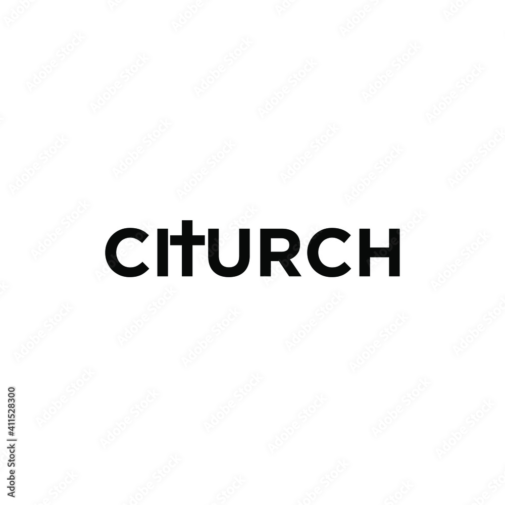 CHURCH INITIAL LETTER LOGO WITH CROSS ICON SIMPLE ILLUSTRATION VECTOR DESIGN ISOLATED BACKGROUND