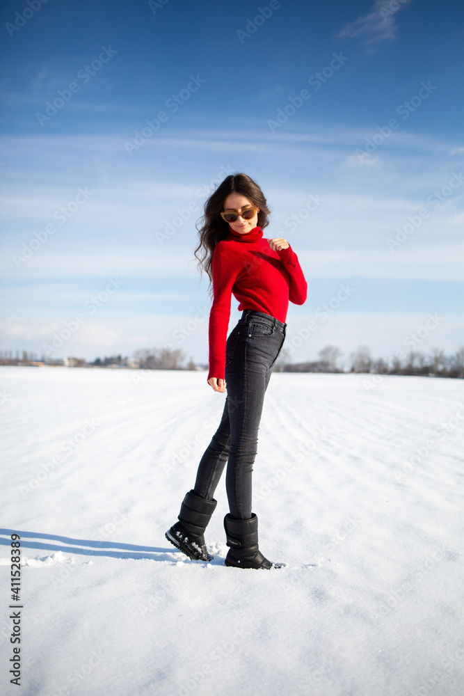Portrait of A Woman in Snowy field