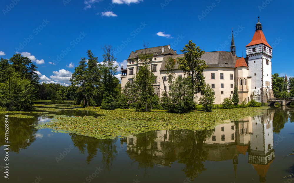
water castle in the middle of europe in bohemia