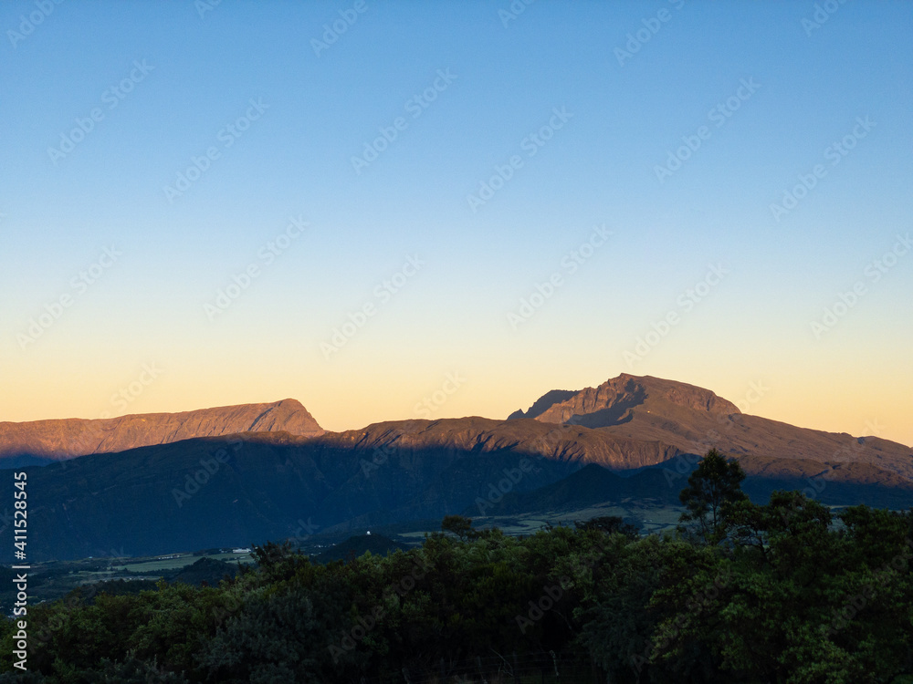 Beautiful Panorama of Piton des neiges, highest mountain in Reunion island