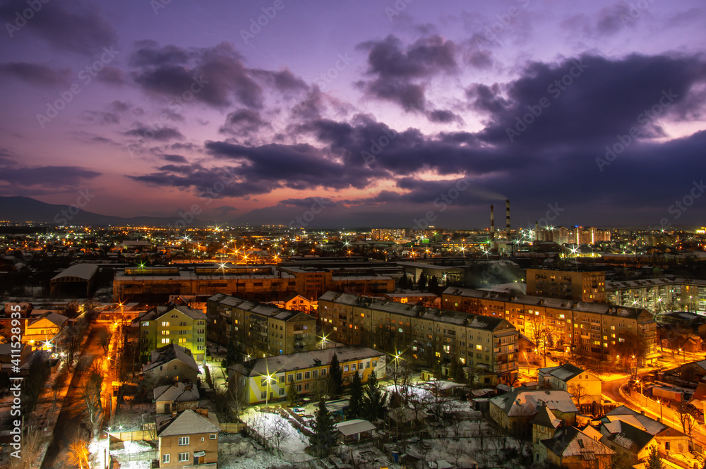 Evening in the Ukrainian city of Ivano-Frankivsk