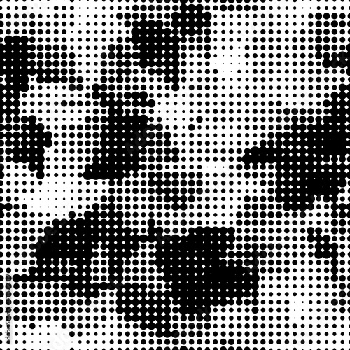 Full Seamless Halftone Camouflage Texture Pattern. Monochrome Vector. Black and White Dress Fabric Print. Design for Textile and Home Decoration.