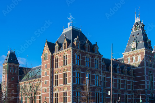 Rear of the Rijksmuseum (National State Museum), a popular tourist destination in Amsterdam.