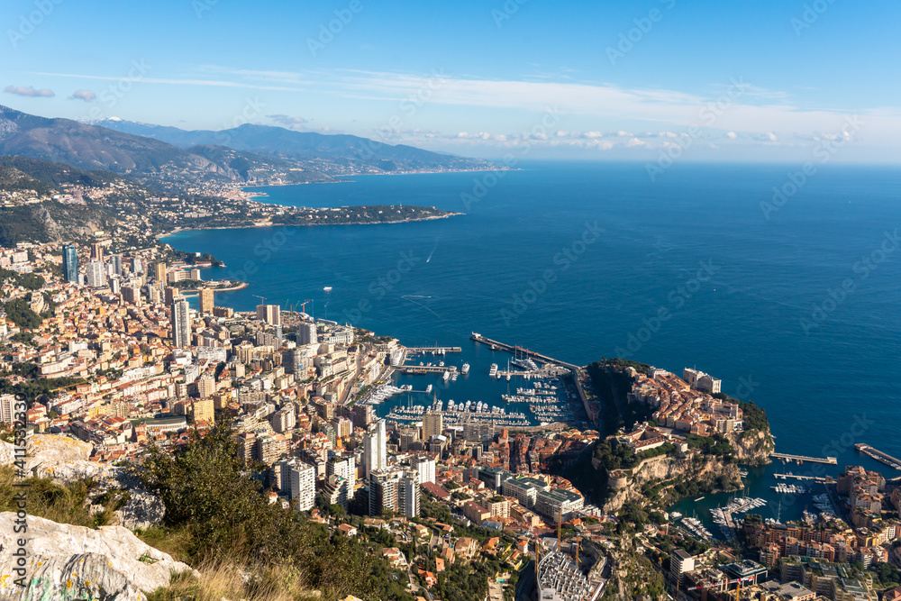 Monaco et monte carlo vu du cols de La Turbie