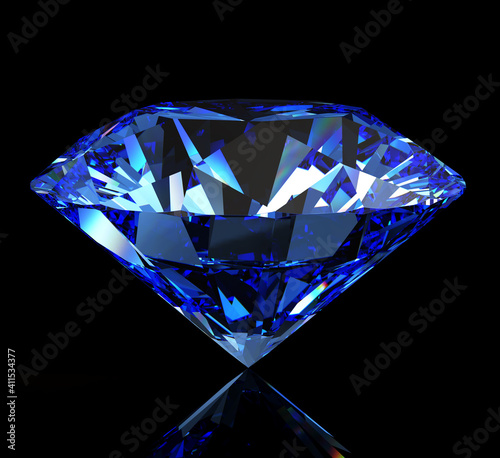 Beautiful blue topaz on a dark background. Isolated with clipping path.