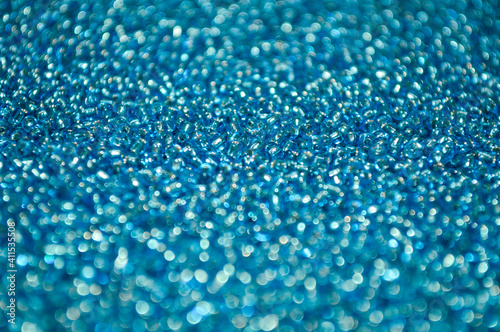 Shiny blue beads close up