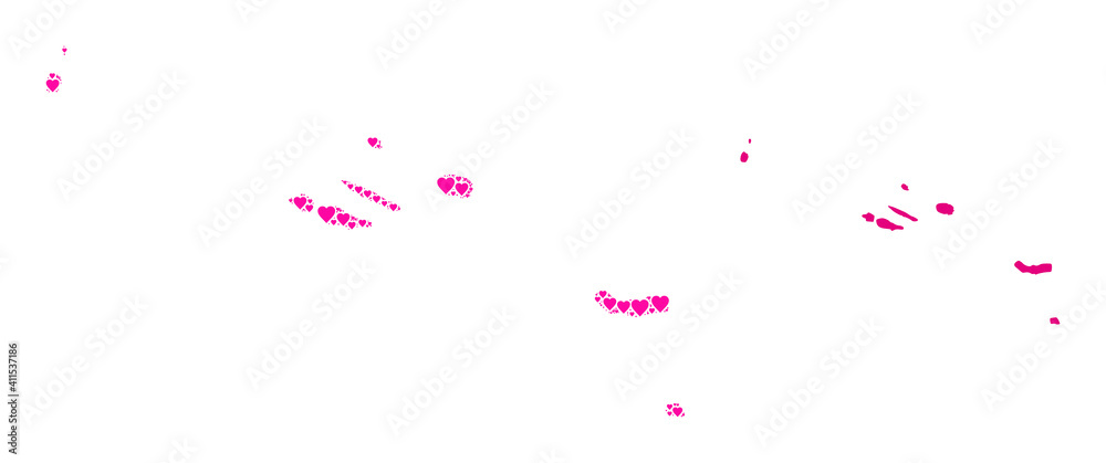 Love pattern and solid map of Azores Islands. Collage map of Azores Islands created with pink valentine hearts. Vector flat illustration for love concept illustrations.