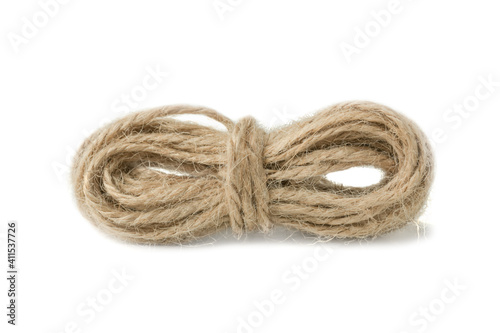 Jute twine skein isolated on white background