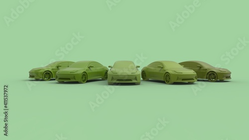 Принти на полотні Electric vehicle cars, 3d rendering