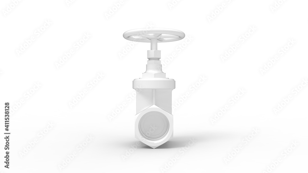 Valve 3D rendering of mechanical valve isolated on white background Valve 3D rendering of mechanical valve isolated on white background