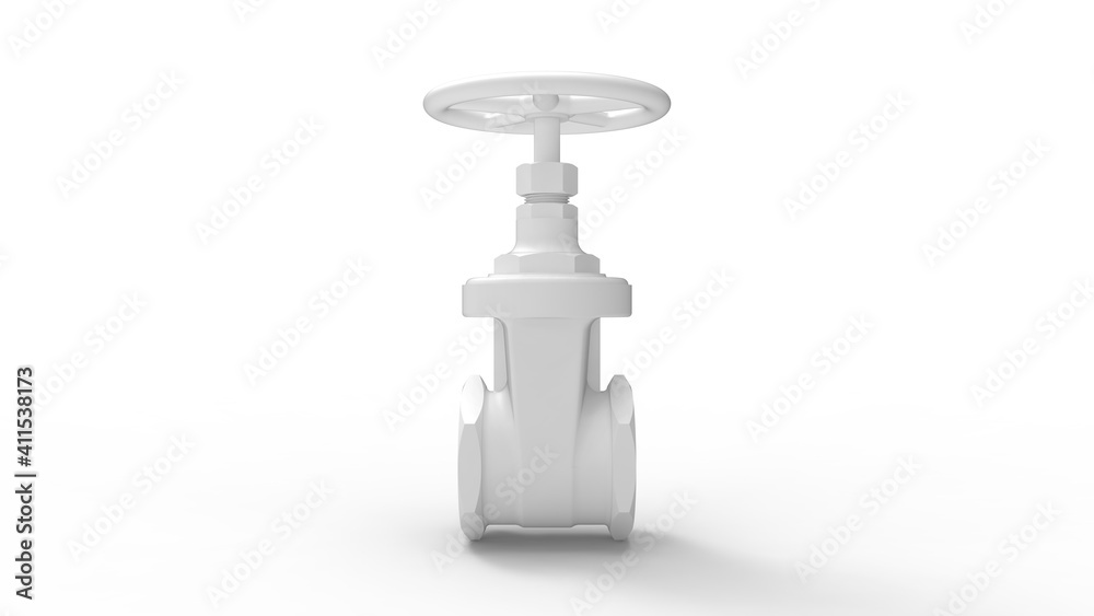 Valve 3D rendering of mechanical valve isolated on white background Valve 3D rendering of mechanical valve isolated on white background