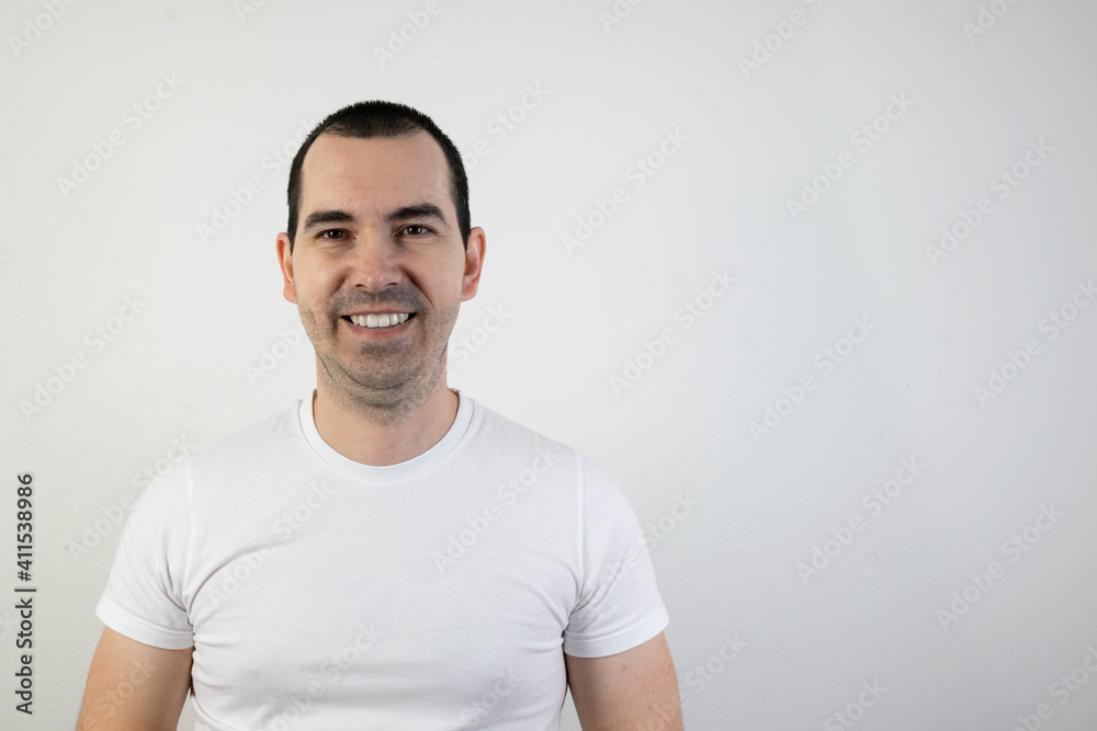 happy smiling young male man stand closeup white background happy smiling young male man stand closeup white background