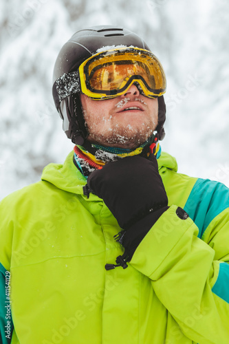 man portrait in snowboard equipment