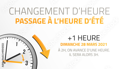 Passage à l'heure d'été - Changement d'heure le 28 Mars 2021
