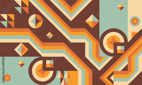 Abstract geometric concept poster design. Graphic horizontal pattern. Business progress strategy development creative banner. Decorative ornament composition. Vintage color. Vector illustration. 