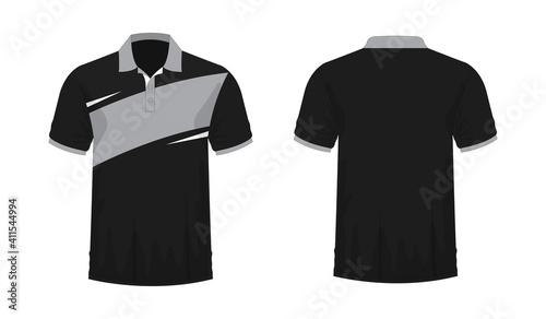 T-shirt Polo grey and black template for design on white background. Vector illustration eps 10.