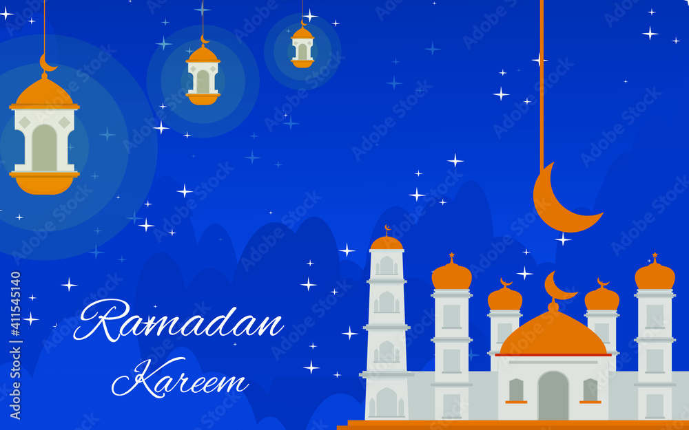 Starry night background design during the month of Ramadan
