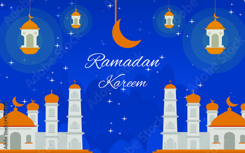 Starry night background design during the month of Ramadan