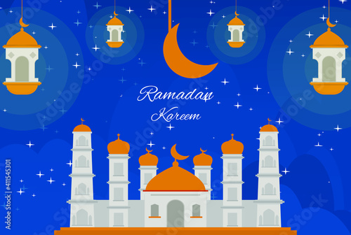 Starry night background design during the month of Ramadan