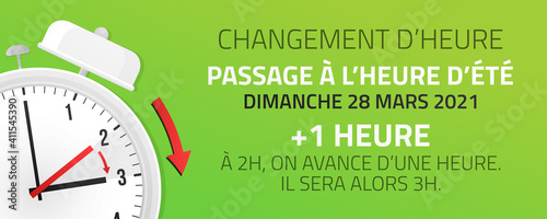 Passage à l'heure d'été - Changement d'heure le 28 Mars 2021