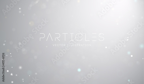 White particles on grey background. White data bokeh dust abstract vector. EPS 10