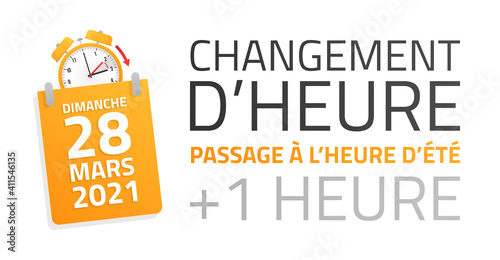 Passage à l'heure d'été - Changement d'heure le 28 Mars 2021
