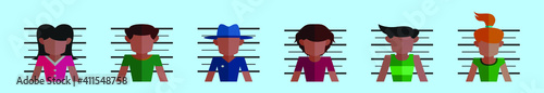 set of mugshot cartoon icon design template with various models. vector illustration isolated on blue background