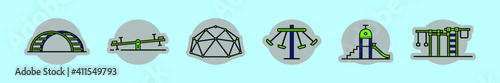 set of jungle gym cartoon icon design template with various models. vector illustration isolated on blue background