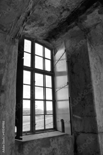 window in a old abandoned building
