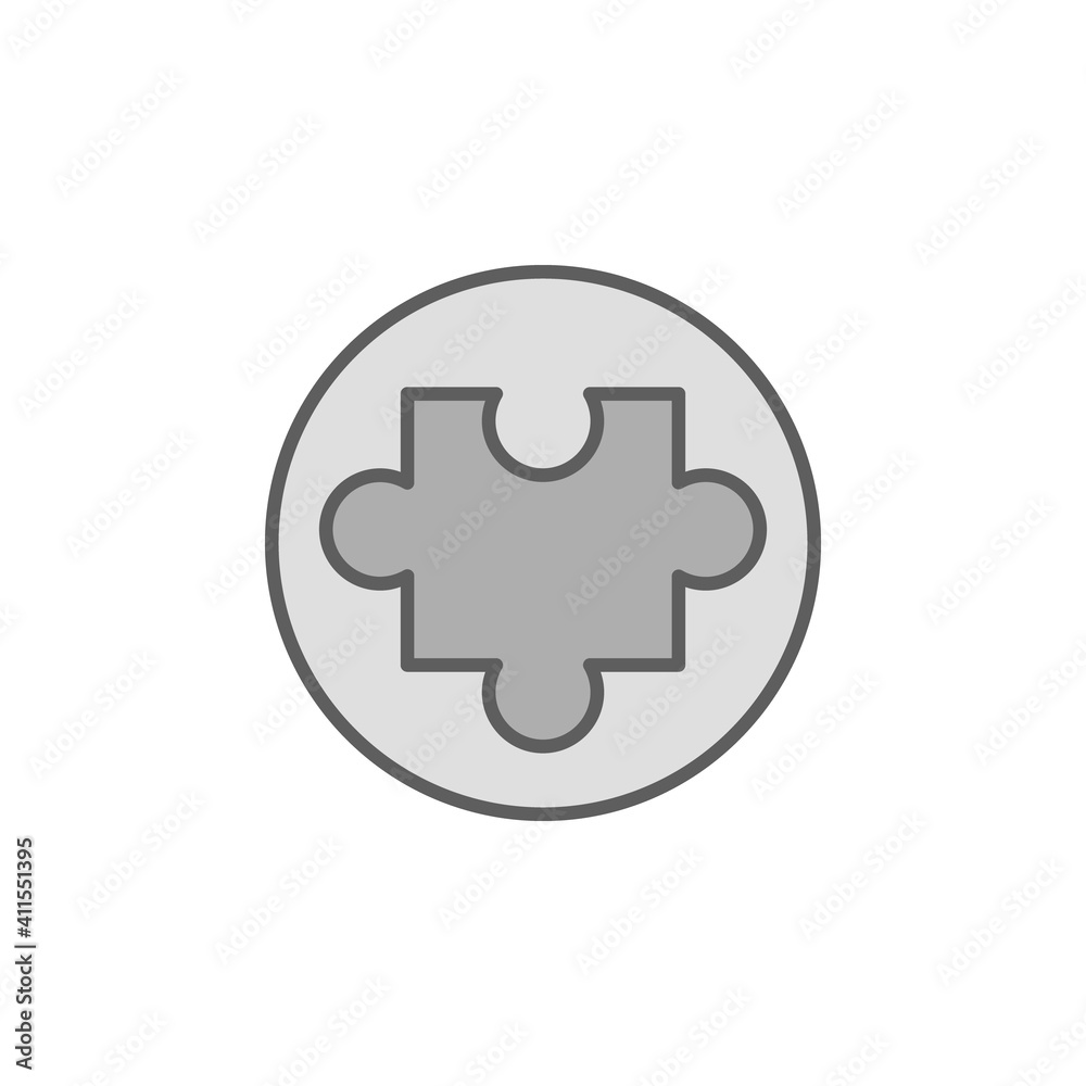 Jigsaw Puzzle in Circle vector concept gray icon or sign Jigsaw Puzzle in Circle vector concept gray icon or sign